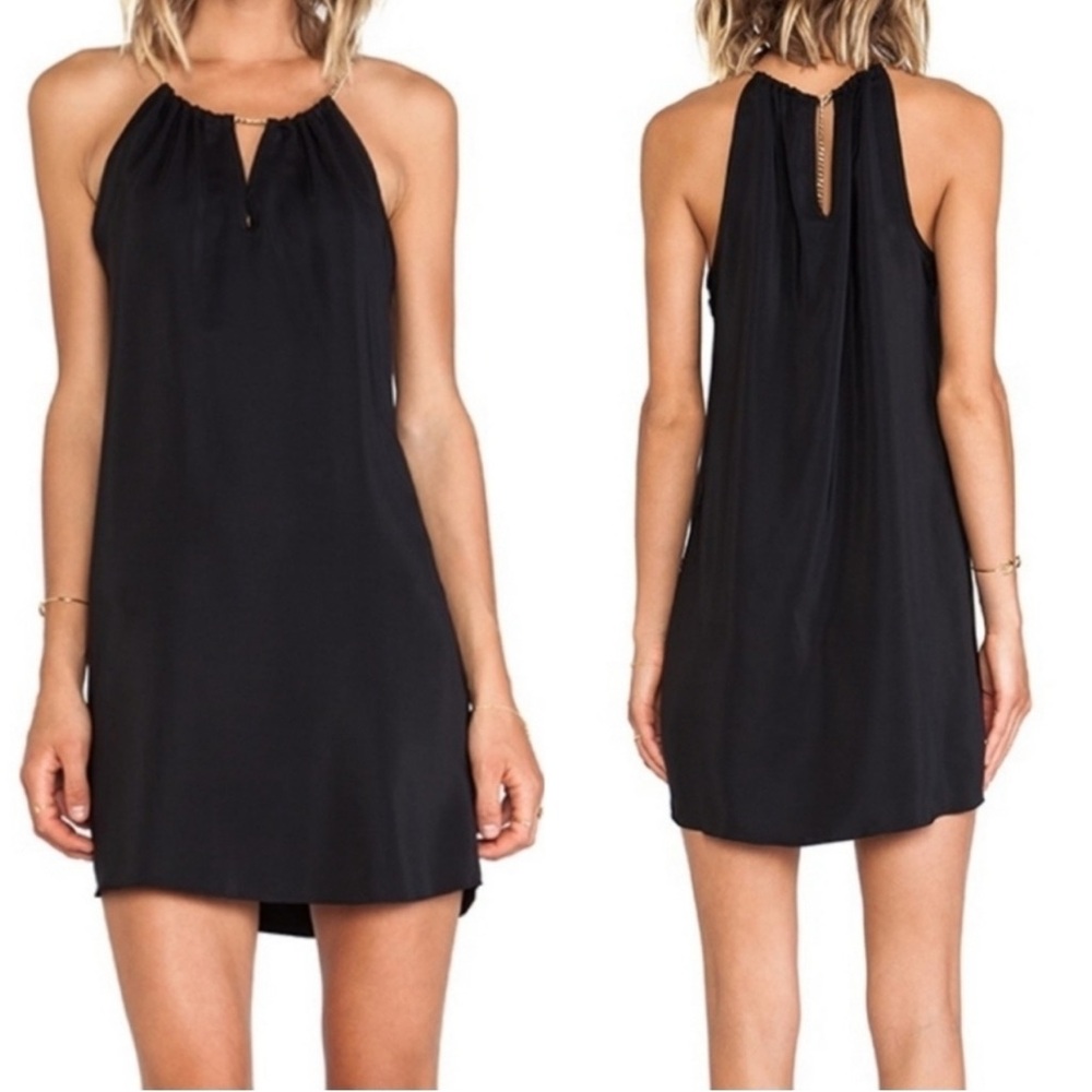 Amanda Uprichard Black Silk Gold Chain Dress size L